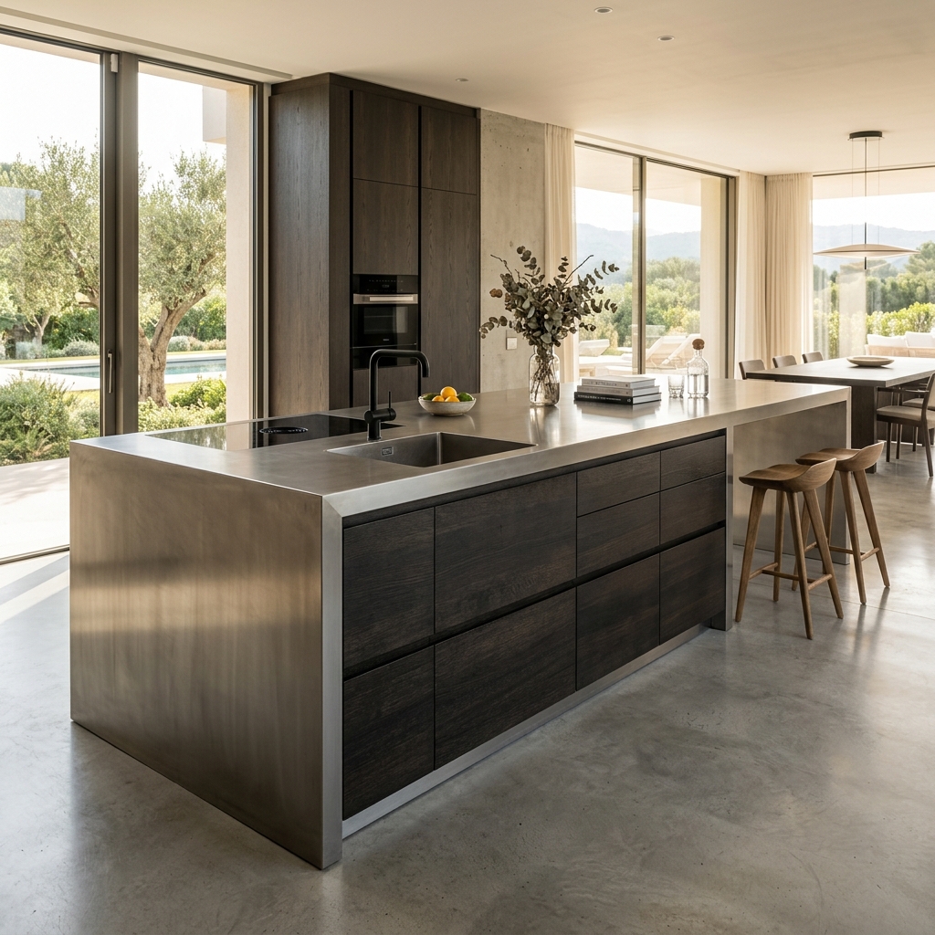 Satin-brushed SS 316 Modular Kitchen Island