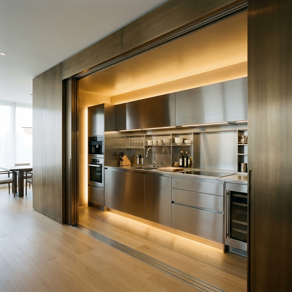Minimalist Stainless Steel & Ceramic Kitchen