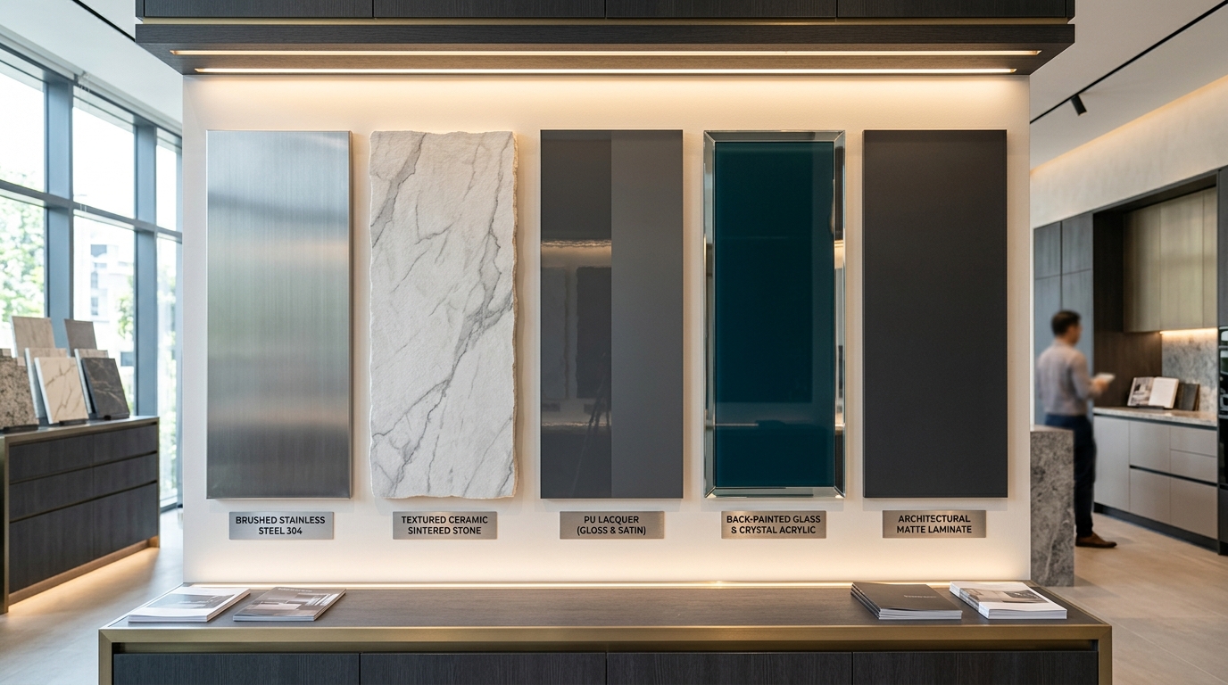 5 Luxury Kitchen Material Finishes: Steel, Ceramic, PU, Glass Acrylic, Laminate